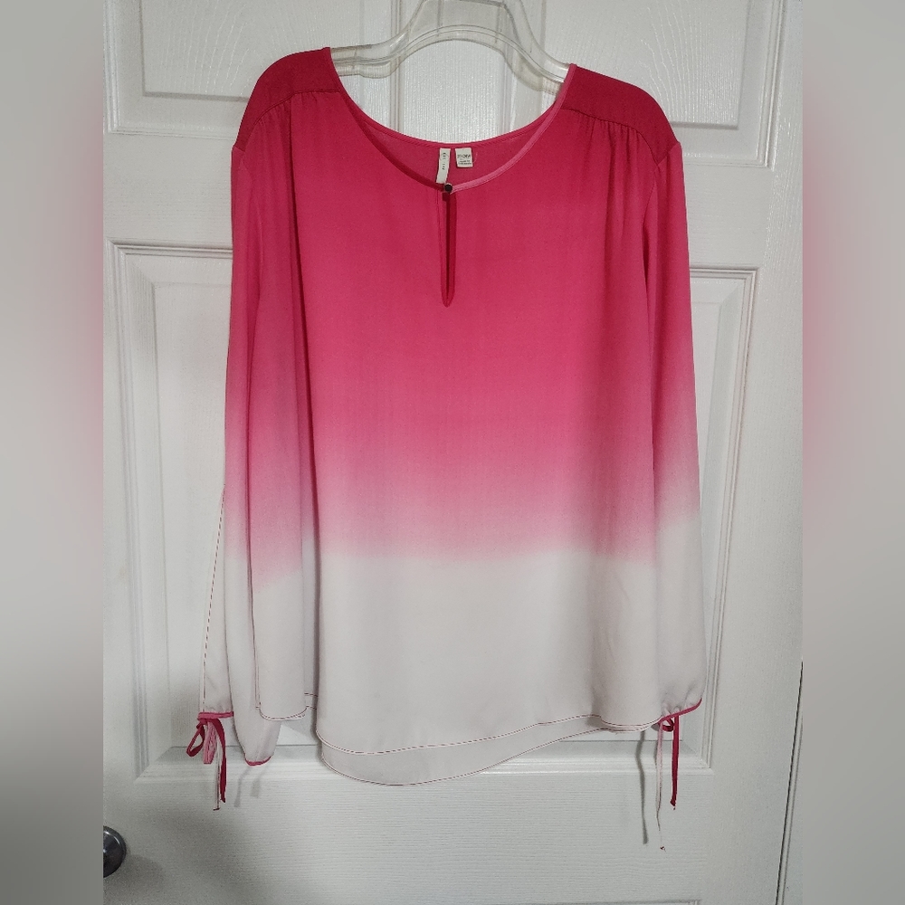 Pink and White Ombre Blouse with Peek-A-Boo Sleeves Size 22/24